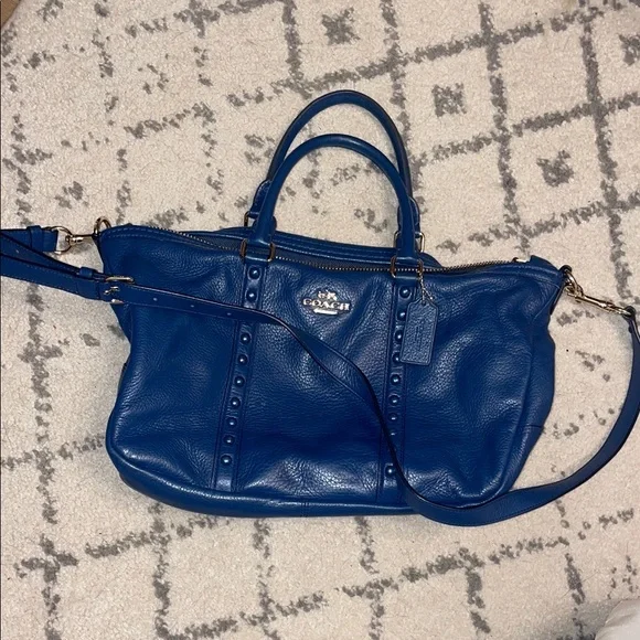 Coach Elegant Blue Leather Women\'s Bag Rowan Satchel Handbag in Electric Blue with Detachable  main image 4